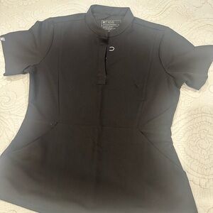 Figs Women's Classic Black Button Down Shirt and pants